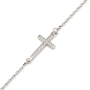 925 Sterling Silver Latin Cross Bracelet with White Zircon Stones - 1