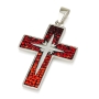 925 Sterling Silver Latin Cross Pendant with Zircon Stones (Choice of Color) - 3