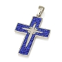 925 Sterling Silver Latin Cross Pendant with Zircon Stones (Choice of Color) - 4