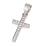 925 Sterling Silver Latin Cross Pendant with White Crystal Stones - 1