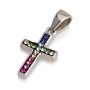 925 Sterling Silver Roman Cross Pendant with Zircon Stones (Choice of Color) - 2
