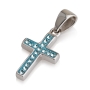 925 Sterling Silver Roman Cross Pendant with Zircon Stones (Choice of Color) - 4