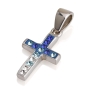 925 Sterling Silver Roman Cross Pendant with Zircon Stones (Choice of Color) - 5