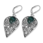 925 Sterling Silver Teardrop Earrings with Eilat Stone and Filigree Pattern - 1