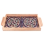 Armenian Ceramic & Wood Breakfast Tray (Colorful Floral Circles) - 1