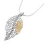 Sterling Silver and Gold My Beloved Leaf Necklace - Song of Songs 6:3 - 1