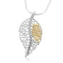 Sterling Silver and Gold My Beloved Leaf Necklace - Song of Songs 6:3 - 2