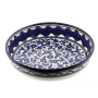 Armenian Ceramic Blue and White Floral and Waves Serving Bowl  - 1