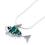 Sterling Silver and Eilat Stone Icthus Fish Necklace - 1