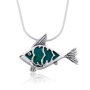 Sterling Silver and Eilat Stone Icthus Fish Necklace - 2