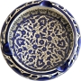 Armenian Ceramic Round Blue  Flowers Ashtray (White) - 1