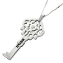 Sterling Silver and Swarovski Crystal Personalized Key Hebrew Name Necklace - 4