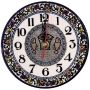 Armenian Ceramic Tabgha Fish Mosaic and Floral Wall Clock - 1