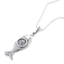 Roman Glass and Sterling Silver Fish Necklace - 1