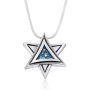Roman Glass and Sterling Silver Star of David Necklace - 1