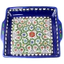Armenian Ceramic Square Serving Tray (Colorful Flowers and Vines) - 1