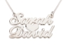 Sterling Silver 2-Name Personalized Name Necklace with Heart - Victorian Script - 1