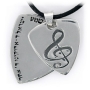  Sterling Silver Double Reuleaux Shema Yisrael Treble Clef/Guitar Pick Necklace with Diamond Accent - 2
