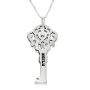 Sterling Silver and Swarovski Crystal Personalized Key Hebrew Name Necklace - 5