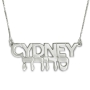 Sterling Silver Name Necklace in English & Hebrew - All Caps & Rounded Hebrew Type - 1
