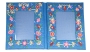 Yair Emanuel Floral Pomegranates Embroidered Double Picture Frame (Blue) - 1