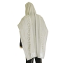 Talitnia Acrylic Wool Traditional Tallit Prayer Shawl (White and Silver Stripes) - 4