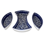 Armenian Ceramics 4 Piece Set of Serving Dishes in Metal Frame (Blue Flowers) - 2