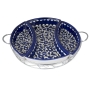 Armenian Ceramics 4 Piece Set of Serving Dishes in Metal Frame (Blue Flowers) - 1