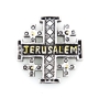 Metal Jerusalem Cross Magnet with Gold Colored Highlights and Jerusalem Inscription  - 1
