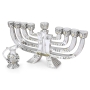 Silver-Plated Jerusalem Hanukkah Menorah with Pouring Jug - 2
