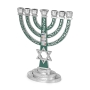 Star of David 7-Branched Menorah with Choshen (Choice of Colors) - 7
