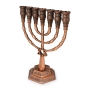 Luxurious Seven-Branched Menorah With Jerusalem Motif (Choice of Colors) - 2