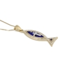 14K Yellow Gold Ichthys Fish Diamond Pendant Necklace with Latin Cross - 3