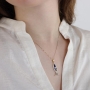 14K Yellow Gold Ichthys Fish Diamond Pendant Necklace with Latin Cross - 4