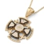 Anbinder Jewelry 14K Gold Black Diamond Jerusalem Cross Pendant Necklace - 2