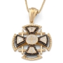 Anbinder Jewelry 14K Gold Black Diamond Jerusalem Cross Pendant Necklace - 1