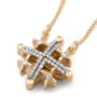 Anbinder Jewelry 14K Gold Double-Sided Jerusalem Cross Black/White Diamond Necklace - 3