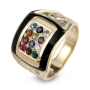 Anbinder Jewelry 14K Yellow Gold & Black Enamel Priestly Breastplate Ring with Gemstones - 3