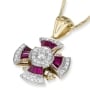Anbinder Jewelry 14K Yellow Gold Jerusalem Cross Diamond Pendant with Ruby Corundum - 2