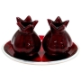 Enameled Aluminum Pomegranate Candlesticks with Tray (Red) - 1