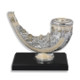 Silver Plated and Enamel Shofar Miniature Figurine with Jerusalem Design - 2