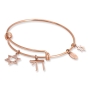 Adi 14K Rose Gold-Plated Stainless Steel Chai and Star of David Bangle Bracelet  - 2