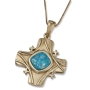 Noa Studios Gold Plated and Roman Glass Jerusalem Cross Necklace - 1