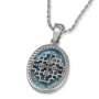Noa Studios Sterling Silver and Roman Glass Filigree Oval Jerusalem Cross Necklace - 1