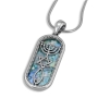 Oval Sterling Silver and Roman Glass Messianic Seal Grafted-In Filigree Necklace - 1