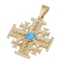 Ben Jewelry 14K Gold Filigree Jerusalem Cross Pendant with Opal Stone - 1