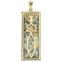 Ben Jewelry 14K Gold and Roman Glass Rectangular Grafted-In Messianic Pendant - 1
