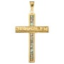 Ben Jewelry 14K Gold and Roman Glass Latin Cross Pendant with Jerusalem Inscription - 1