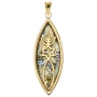 Ben Jewelry 14K Gold and Roman Glass Marquise Grafted-In Messianic Pendant - 1