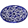 Armenian Ceramic Blue and White Flowers Oval Plate - 1